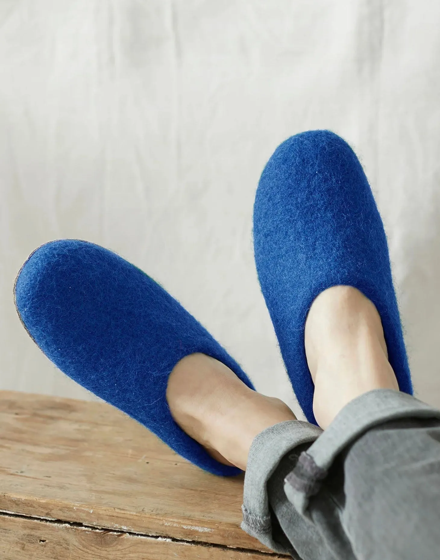 Women's Handmade Eco Felt Suede Sole Mule Slippers –  Marrakesh Blue