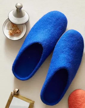 Women's Handmade Eco Felt Suede Sole Mule Slippers –  Marrakesh Blue