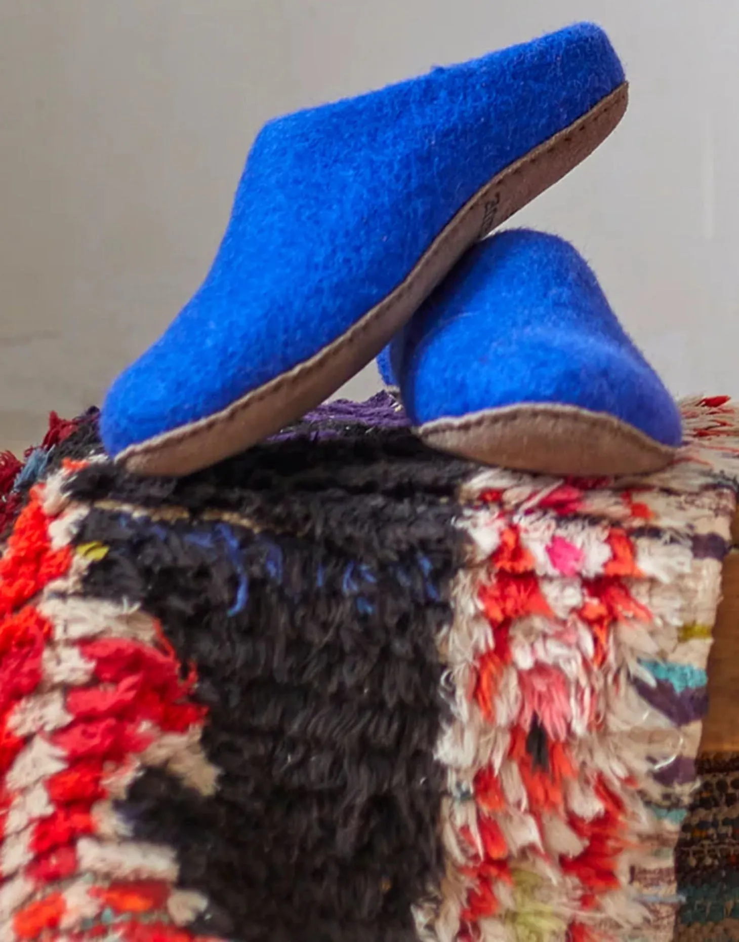 Women's Handmade Eco Felt Suede Sole Mule Slippers –  Marrakesh Blue