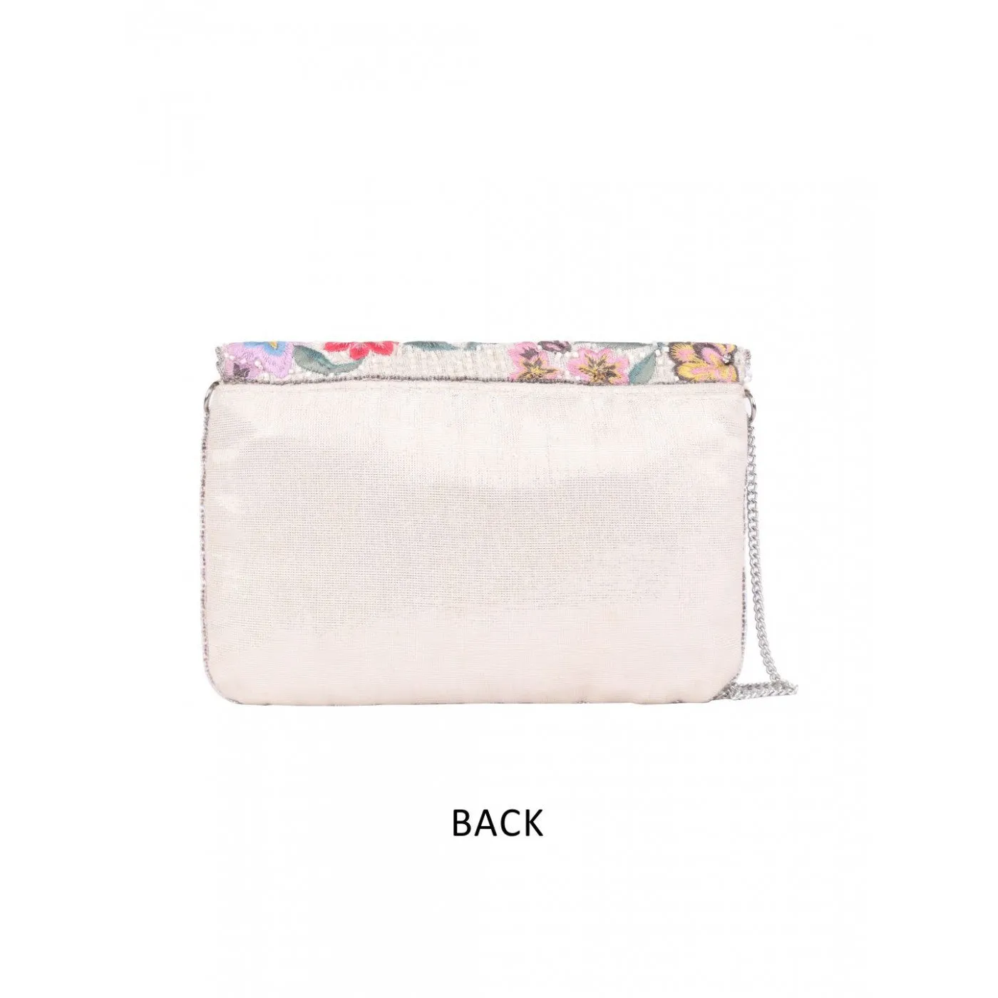 Womens White Embroidered Clutch