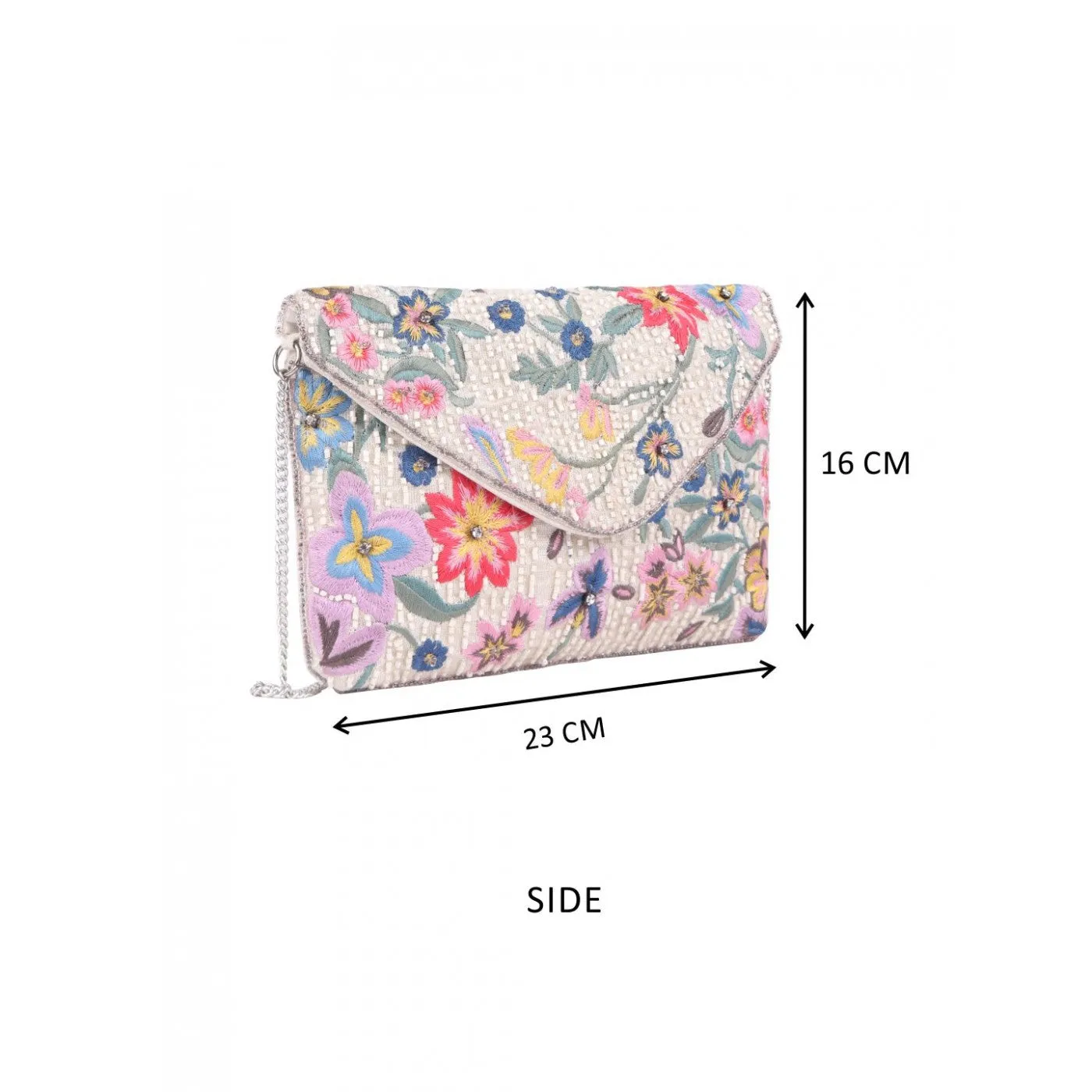 Womens White Embroidered Clutch