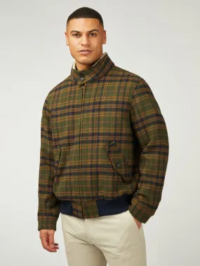 Wool Check Harrington - Dark Green